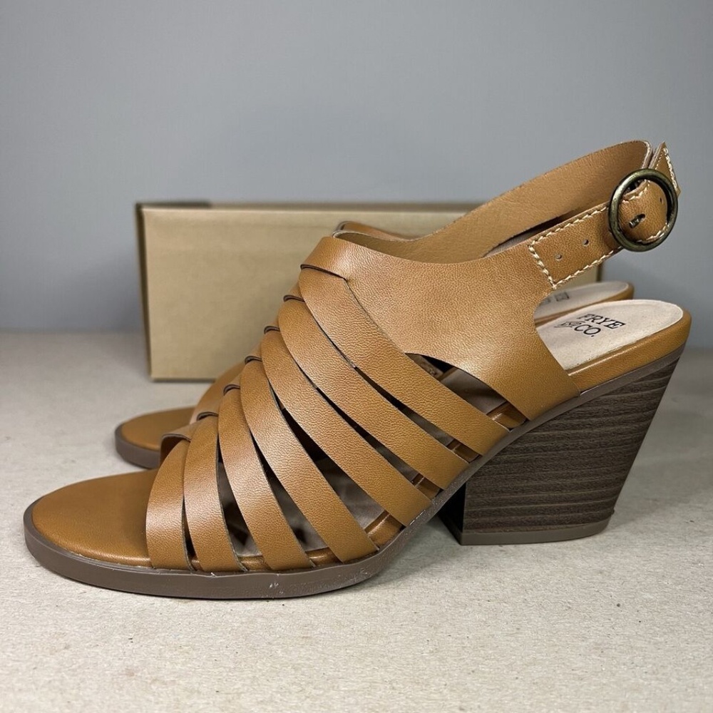 FRYE AND CO. WOMEN'S 7 GALIA HEELED SANDALS SIZE LIGHT BROWN NEW